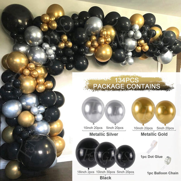 Black Gold Balloon Garland Arch Kit Confetti Latex Baloon Graduation Happy 30th 40th Birthday Balloons Decor Baby Shower Favor 0 DailyAlertDeals 21 Balloon Set 