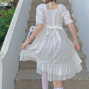 Summer White Kawaii Lolita Dress Women Summer Japanese High Waist Elegant Sweet Dress Bow Chic Party Holiday Casual Dress 2021 0 DailyAlertDeals   