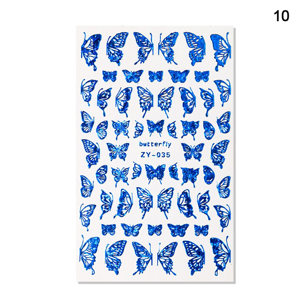 1pc Holographic 3D Butterfly Nail Art Stickers Adhesive Sliders Colorful DIY Golden Nail Transfer Decals Foils Wraps Decorations nail art DailyAlertDeals 10  