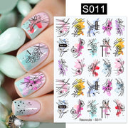 Harunouta Valentine's Day 3D Nail Stickers Heart Flower Leaves Line Sliders French Tip Nail Art Transfer Decals 3D Decoration Nail Stickers DailyAlertDeals S011  