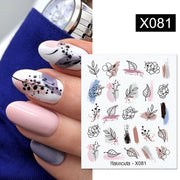 Harunouta  1Pc Spring Water Nail Decal And Sticker Flower Leaf Tree Green Simple Summer Slider For Manicuring Nail Art Watermark 0 DailyAlertDeals X081  
