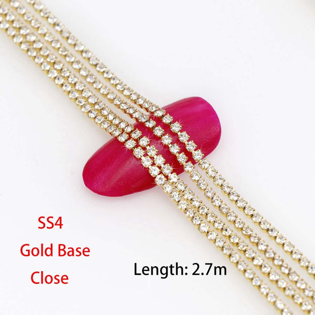 SS4 2.7Meter Gold/Silver Shiny Nail Rhinestone Chain Close/Sparse Chain Nail Ornament Nail Art Decorations DIY Jewelry Accessory rhinestone chain DailyAlertDeals 3  