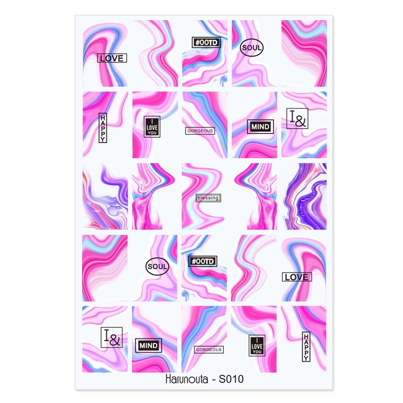 Harunouta Marble Blooming 3D Nail Sticker Decals Flower Leaves Transfer Water Sliders Abstract Geometric Lines Nail Watermark Nail Stickers DailyAlertDeals S010  