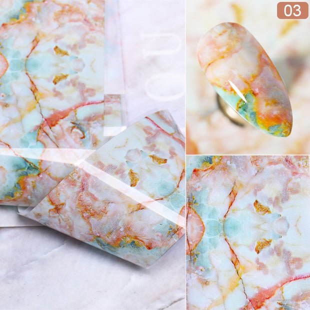 Nail Foils Marble Series Nail Transfer Foils Decorations DIY idea nail Art Transfer Sticker Decals Nail Accessories Nail Sticker DailyAlertDeals light yellow  