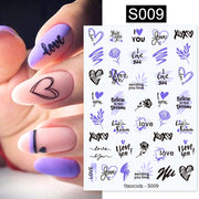 Harunouta 2022 NEW Gold Bronzing Slider Nail Art 3D Decals Decoration Flower Leaves Nail Art Sticker DIY Manicure Transfer Decal Nail Stickers DailyAlertDeals S009  