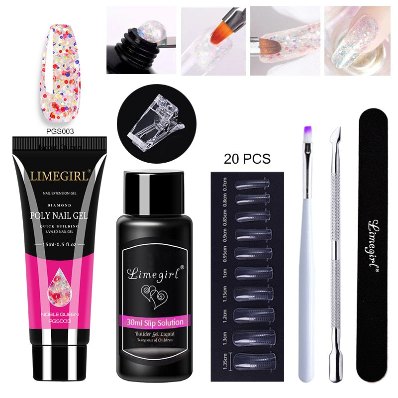 Poly gels Set for nail Extension Manicure Acryl Gel Varnish Set 15ML Poly gels Poly Nail Kit UV Gel Kit Poly gels Set for nail Extension DailyAlertDeals ZH119-PGS003 China 
