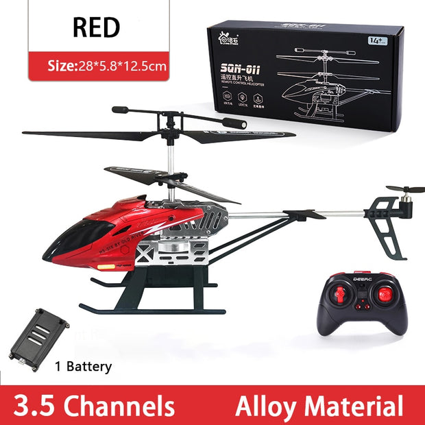 DEERC RC Helicopter 2.4G Aircraft 3.5CH 4.5CH RC Plane With Led Light Anti-collision Durable Alloy Toys For Beginner Kids Boys kids toy DailyAlertDeals 28CM Red 1Battery  