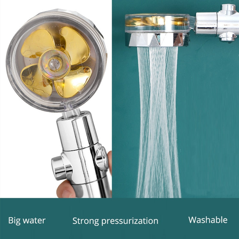 Strong Pressurization Spray Nozzle Water Saving  Rainfall 360 Degrees Rotating With Small Fan Washable Hand-held Shower Head Hand Shower DailyAlertDeals   