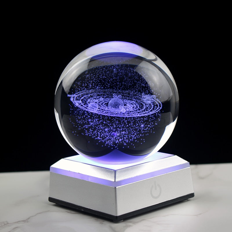 Newfashioned 3D Crystsal Solar System Ball Laser Engraved Planets Glass Sphere Cosmic Model Globe Home Decoration Astronomy Gift 0 DailyAlertDeals 60mm Square S LED Base 