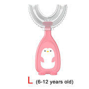 Baby toothbrush children&#39;s teeth oral care cleaning brush soft Silicone teethers baby toothbrush new born baby items 2-12Y 0 DailyAlertDeals penguin pink L  