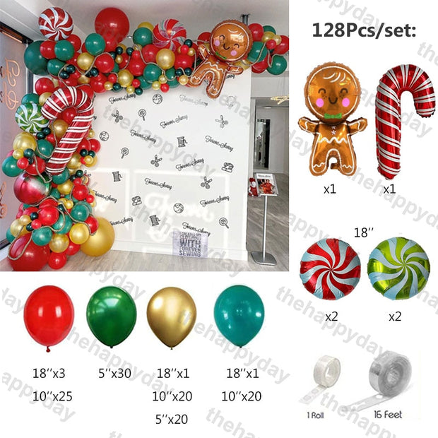 Christmas Balloon Arch Green Gold Red Box Candy Balloons Garland Cone Explosion Star Foil Balloons New Year Christma Party Decor Christmas Balloons DailyAlertDeals D 128pcs Christmas Other 