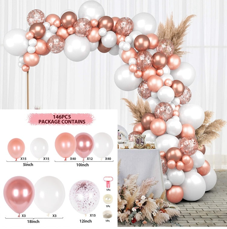 Pink Balloon Garland Arch Kit Birthday Party Decorations Kids Birthday Foil White Gold Balloon Wedding Decor Baby Shower Globos Balloons Set for Birthday Parties DailyAlertDeals 16 AS SHOWN 