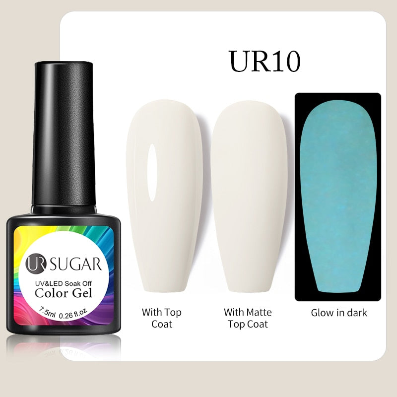 UR SUGAR Fluorescent Gel Nail Polish Neon Yellow Green Blue Color Gel Soak Off UV Nail Gel Varnish For Nail Art Top Coat Neon Fluorescent Gel Nail Polish DailyAlertDeals Luminous 10  