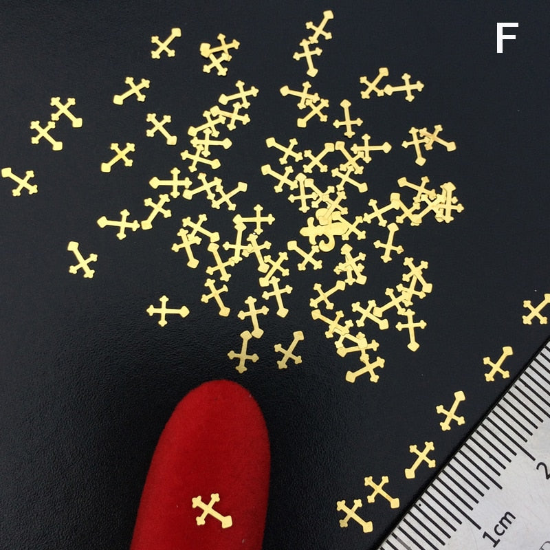 100Pcs/Lot Gold Metal Nail Decals Ultra-thin Flakes Nail Bling Rhinestone Cute 3D Nail Art Decorations Charm Nail Art Rivets 0 DailyAlertDeals   