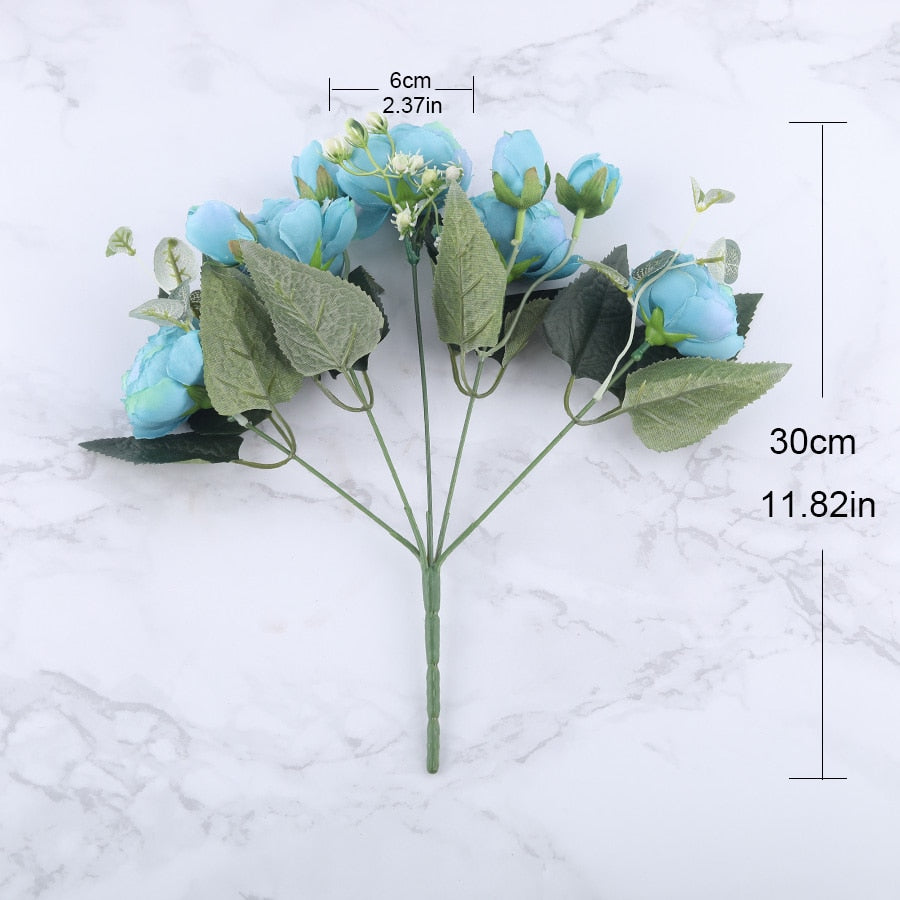 30cm Rose Pink Silk Peony Artificial Flowers Bouquet 5 Big Head and 4 Bud Cheap Fake Flowers for Home Wedding Decoration indoor Flowers DailyAlertDeals   