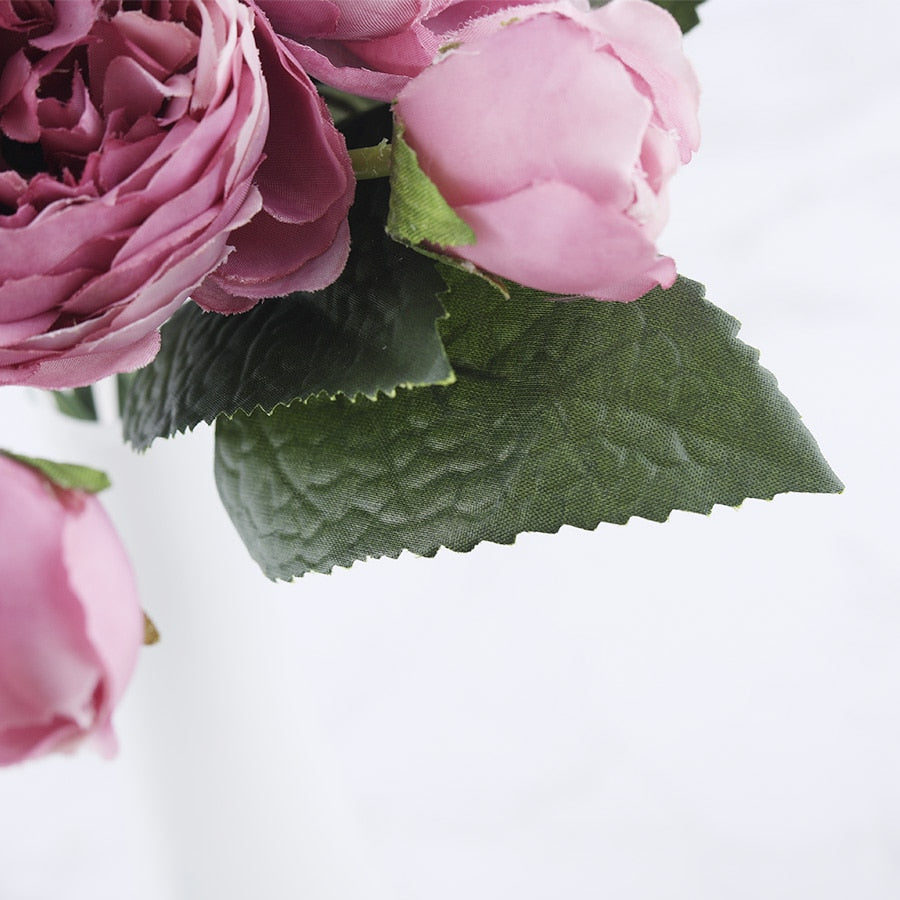 30cm Rose Pink Silk Peony Artificial Flowers Bouquet 5 Big Head and 4 Bud Cheap Fake Flowers for Home Wedding Decoration indoor Flowers DailyAlertDeals   