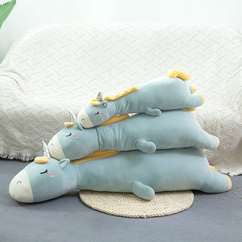 Giant Soft toy unicorn Stuffed Silver Horn Unicorn High Quality Sleeping Pillow Animal Bed Decor Cushion Throw Pillow Stuffed plush toy DailyAlertDeals about 70cm Blue unicorn 