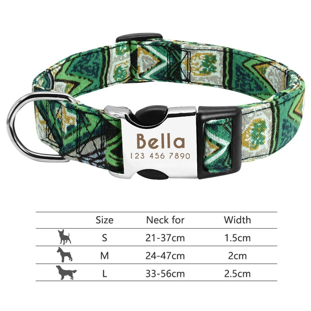 Nylon Dog Collar Personalized Pet Collar Engraved ID Tag Nameplate Reflective for Small Medium Large Dogs Pitbull Pug 0 DailyAlertDeals 013-Green S 