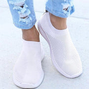Women Shoes Knitting Sock Sneakers Women Spring Summer Slip On Flat Shoes Women Plus Size Loafers Flats Walking krasovki Famela 0 DailyAlertDeals White 5 