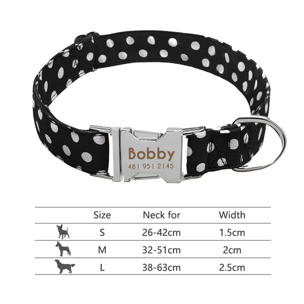 Nylon Dog Collar Personalized Pet Collar Engraved ID Tag Nameplate Reflective for Small Medium Large Dogs Pitbull Pug pet collars DailyAlertDeals 008-Black S 