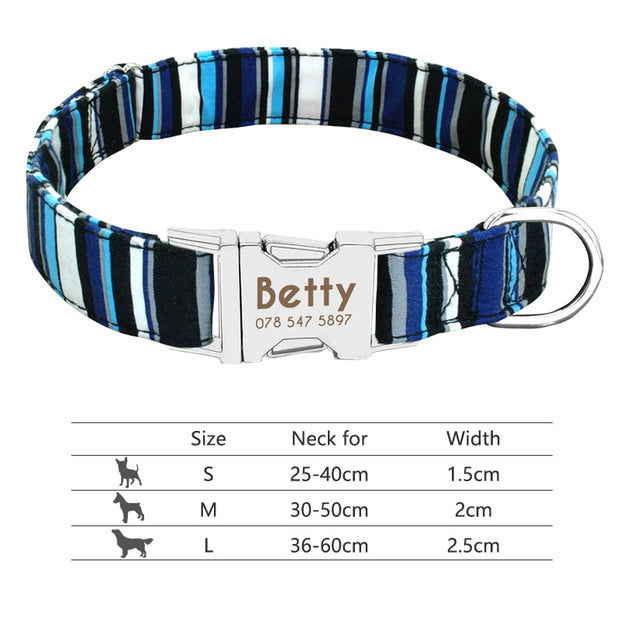 Nylon Dog Collar Personalized Pet Collar Engraved ID Tag Nameplate Reflective for Small Medium Large Dogs Pitbull Pug pet collars DailyAlertDeals 012-Blue S 