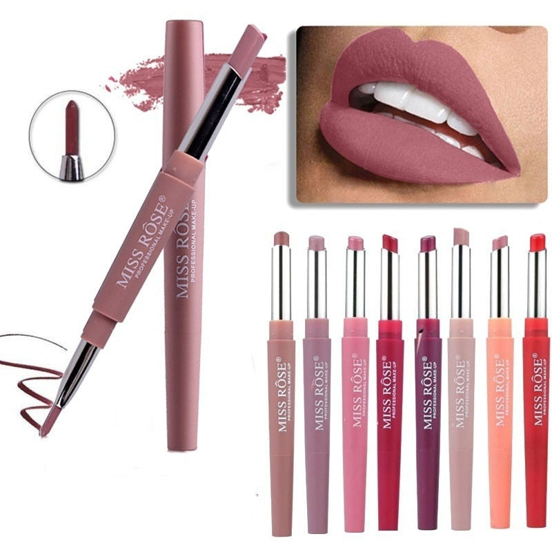 8 Color Matte Lipstick Lip Liner 2 In 1 Brand Makeup Lipstick Matte Durable Waterproof Nude Red Lipstick Lips Make Up Matte Lipstick DailyAlertDeals   