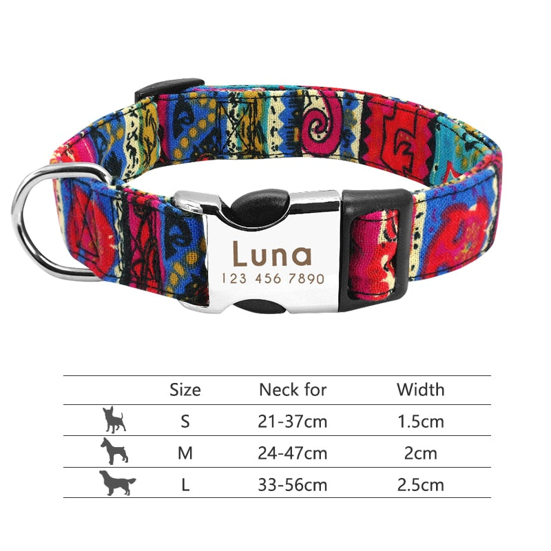 Nylon Dog Collar Personalized Pet Collar Engraved ID Tag Nameplate Reflective for Small Medium Large Dogs Pitbull Pug pet collars DailyAlertDeals 013-Rose S 