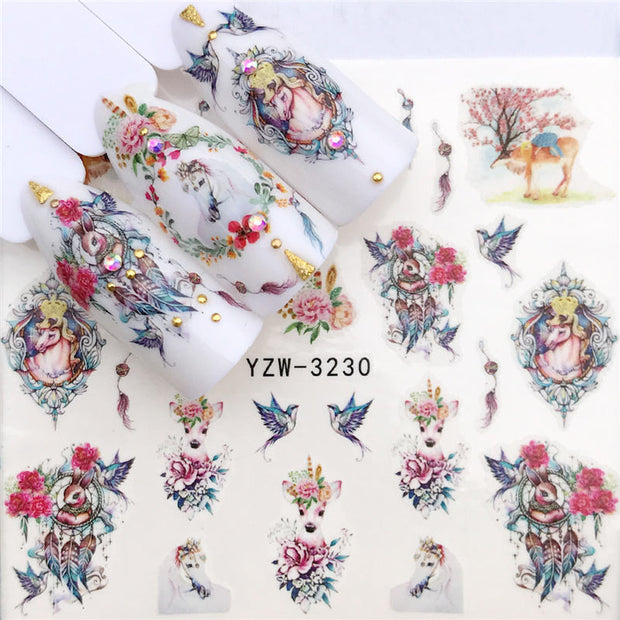 1 PC Nail Art Transfer Nail Stickers Water Decals Beauty Flowers Nail Design Manicure Stickers for Nails Decorations Tools Nail Sticker DailyAlertDeals YZW-3230  