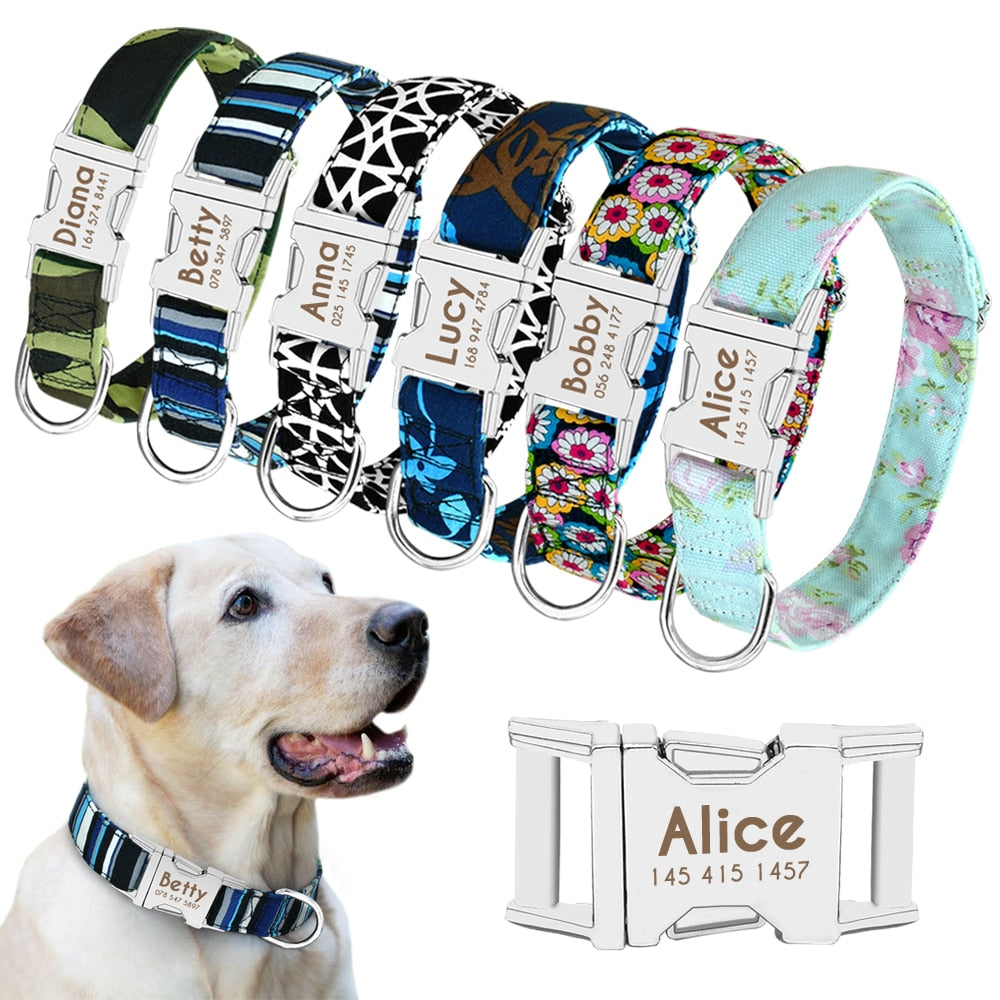 Nylon Dog Collar Personalized Pet Collar Engraved ID Tag Nameplate Reflective for Small Medium Large Dogs Pitbull Pug pet collars DailyAlertDeals   