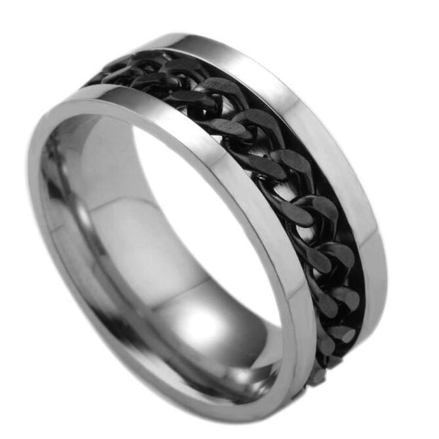Cool Stainless Steel Rotatable Men Couple Ring High Quality Spinner Chain Rotable Rings Punk Women Man Jewelry for Party Gift 0 DailyAlertDeals 6 Style 1 Black 