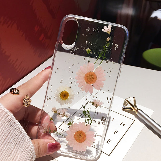 Qianliyao Dried Flower Silver foil Phone Cases For iPhone 14 13 12 11 Pro Max XS Max XR X 6 6s 7 8 Plus SE Soft Silicone Cover 0 DailyAlertDeals   