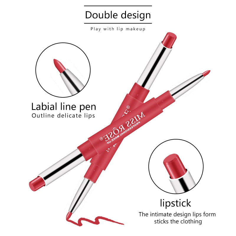8 Color Matte Lipstick Lip Liner 2 In 1 Brand Makeup Lipstick Matte Durable Waterproof Nude Red Lipstick Lips Make Up Matte Lipstick DailyAlertDeals   