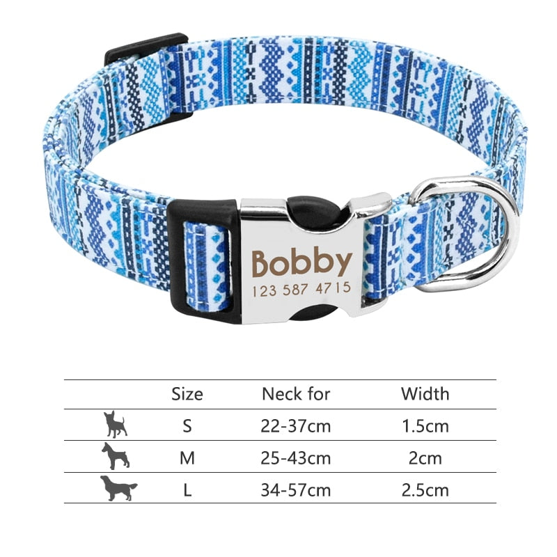 Nylon Dog Collar Personalized Pet Collar Engraved ID Tag Nameplate Reflective for Small Medium Large Dogs Pitbull Pug 0 DailyAlertDeals 217-Blue S 