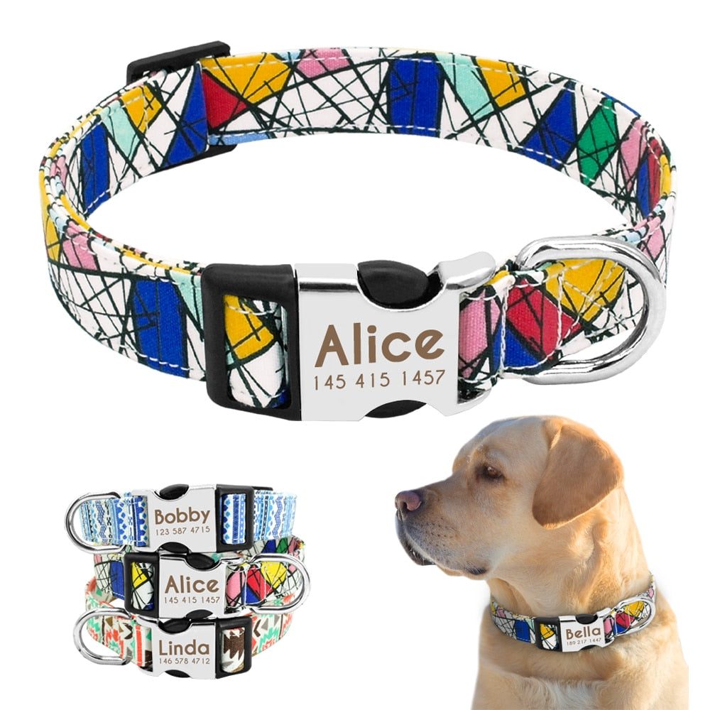 Nylon Dog Collar Personalized Pet Collar Engraved ID Tag Nameplate Reflective for Small Medium Large Dogs Pitbull Pug pet collars DailyAlertDeals   