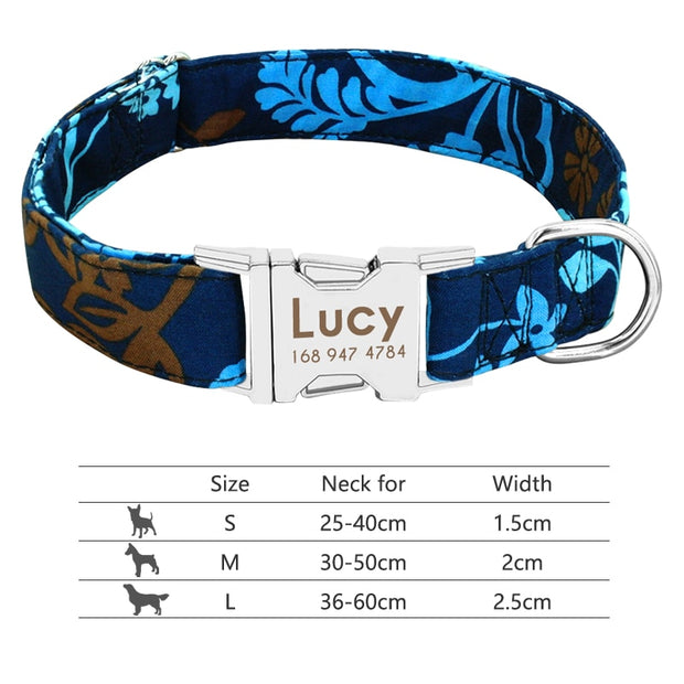 Nylon Dog Collar Personalized Pet Collar Engraved ID Tag Nameplate Reflective for Small Medium Large Dogs Pitbull Pug 0 DailyAlertDeals 011-Blue S 