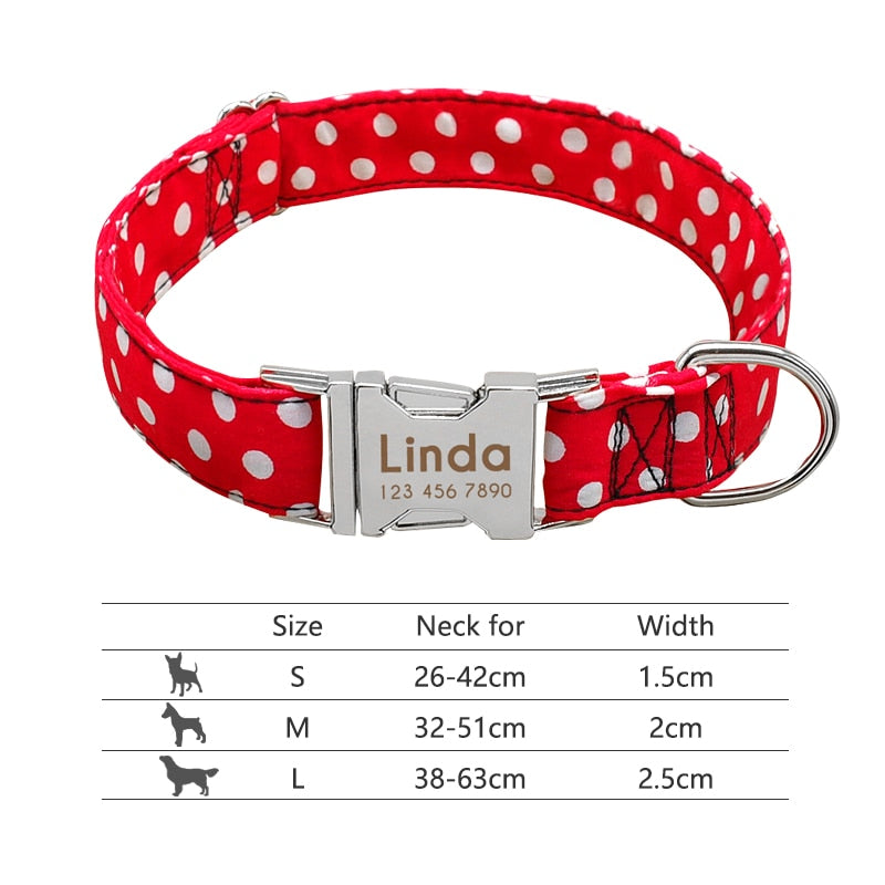Nylon Dog Collar Personalized Pet Collar Engraved ID Tag Nameplate Reflective for Small Medium Large Dogs Pitbull Pug 0 DailyAlertDeals 008-Red S 