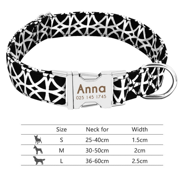 Nylon Dog Collar Personalized Pet Collar Engraved ID Tag Nameplate Reflective for Small Medium Large Dogs Pitbull Pug 0 DailyAlertDeals 012-Black S 