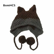 BomHCS Cute Fox Ears Beanie Winter Warm 100% Handmade Knit Hat 0 DailyAlertDeals   