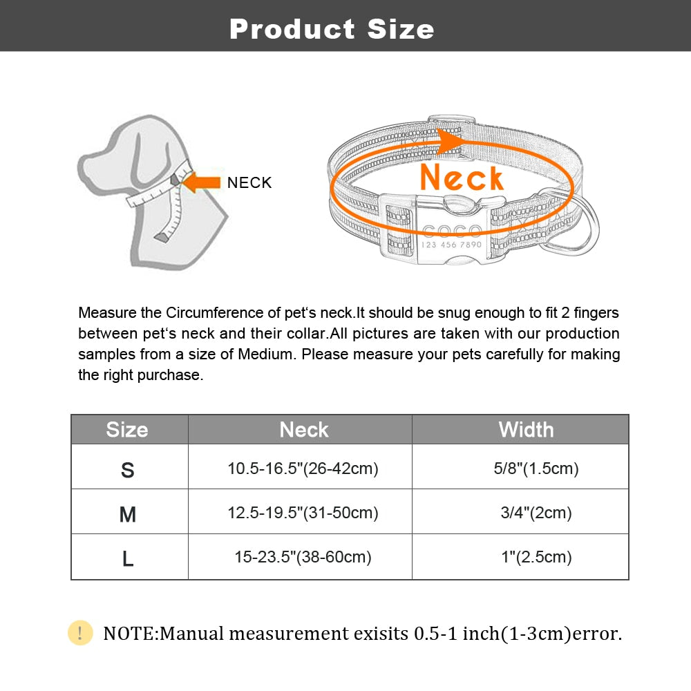 Nylon Dog Collar Personalized Pet Collar Engraved ID Tag Nameplate Reflective for Small Medium Large Dogs Pitbull Pug pet collars DailyAlertDeals   