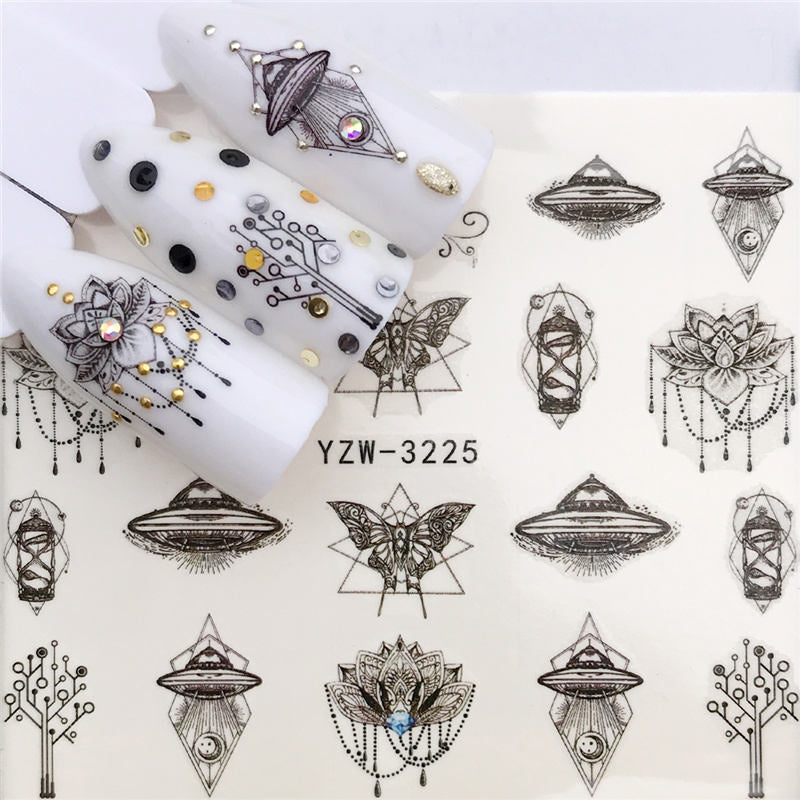 1 PC Nail Art Transfer Nail Stickers Water Decals Beauty Flowers Nail Design Manicure Stickers for Nails Decorations Tools Nail Sticker DailyAlertDeals YZW-3225  