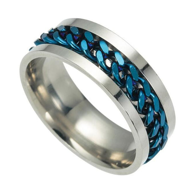 Cool Stainless Steel Rotatable Men Couple Ring High Quality Spinner Chain Rotable Rings Punk Women Man Jewelry for Party Gift 0 DailyAlertDeals 6 Style 1 Blue 