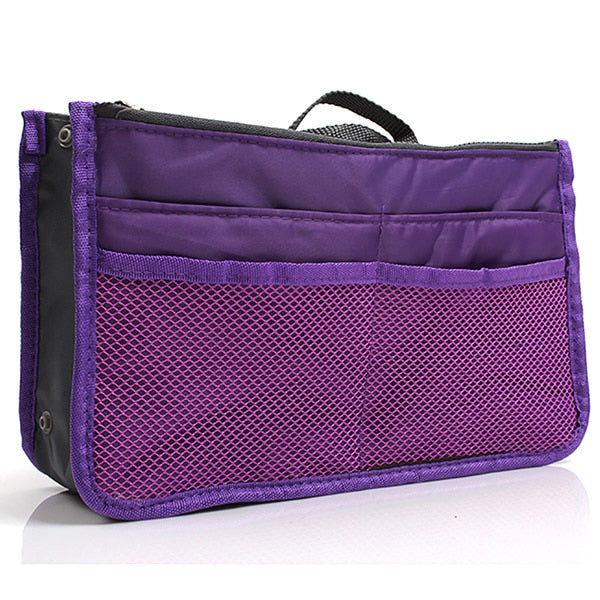 Organizer Insert Bag Women Nylon Travel Insert Organizer Handbag Purse Large liner Lady Makeup Cosmetic Bag Cheap Female Tote 0 DailyAlertDeals purple  