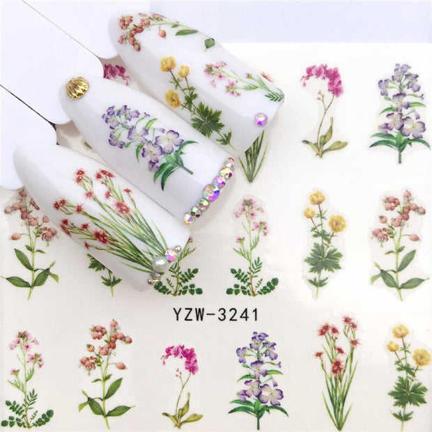 1 PC Nail Art Transfer Nail Stickers Water Decals Beauty Flowers Nail Design Manicure Stickers for Nails Decorations Tools Nail Sticker DailyAlertDeals YZW-3241  