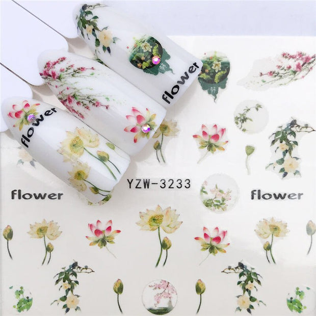 1 PC Nail Art Transfer Nail Stickers Water Decals Beauty Flowers Nail Design Manicure Stickers for Nails Decorations Tools Nail Sticker DailyAlertDeals   
