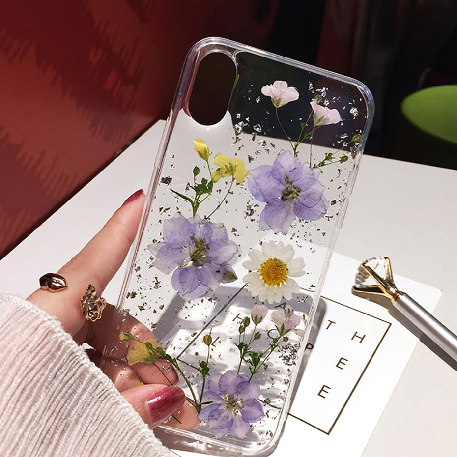 Qianliyao Dried Flower Silver foil Phone Cases For iPhone 14 13 12 11 Pro Max XS Max XR X 6 6s 7 8 Plus SE Soft Silicone Cover 0 DailyAlertDeals   