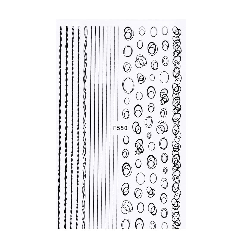 1PC Silver Gold Lines Stripe 3D Nail Sticker Geometric Waved Star Heart Self Adhesive Slider Papers Nail Art Transfer Stickers 0 DailyAlertDeals style 21  