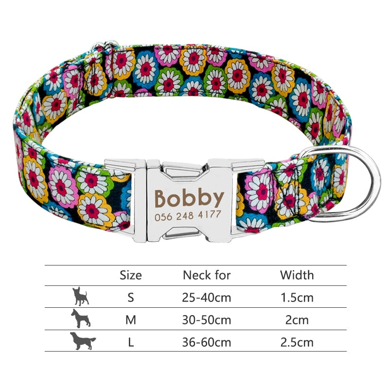 Nylon Dog Collar Personalized Pet Collar Engraved ID Tag Nameplate Reflective for Small Medium Large Dogs Pitbull Pug pet collars DailyAlertDeals 011-Red S 