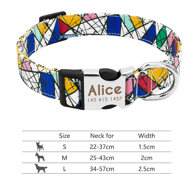 Nylon Dog Collar Personalized Pet Collar Engraved ID Tag Nameplate Reflective for Small Medium Large Dogs Pitbull Pug pet collars DailyAlertDeals 217-JH S 