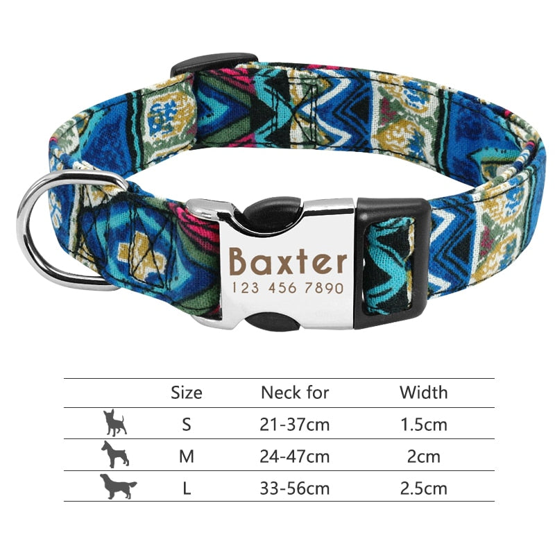 Nylon Dog Collar Personalized Pet Collar Engraved ID Tag Nameplate Reflective for Small Medium Large Dogs Pitbull Pug pet collars DailyAlertDeals 013-Blue S 