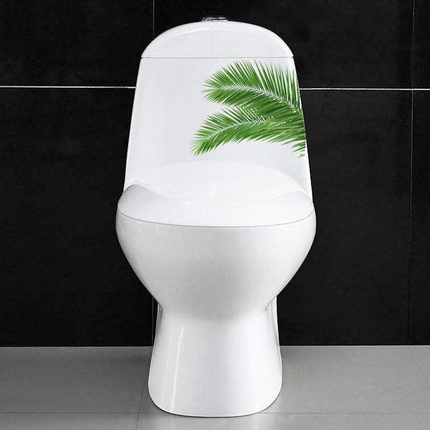 YOJA 22.6*20.6CM Plant Green Leaf Toilet Seat Stickers Fresh Home Bedroom Decor Decal T1-0886 Wall sticker DailyAlertDeals   